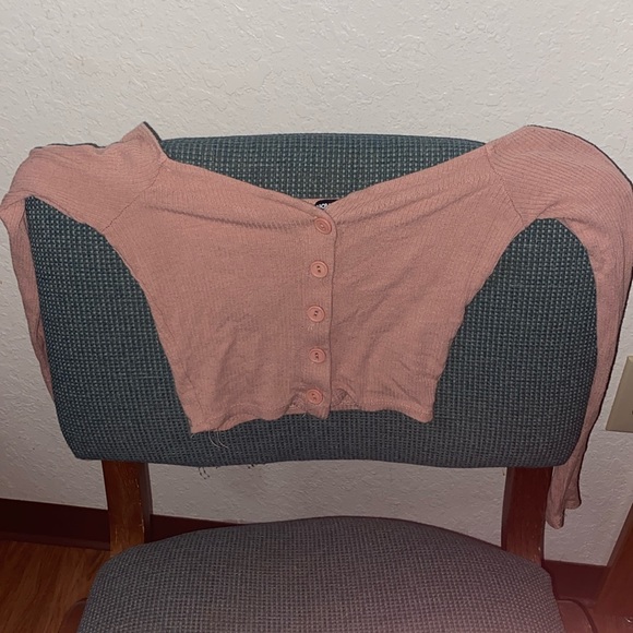Light Pink Long Sleeve Crop Top - Picture 1 of 1